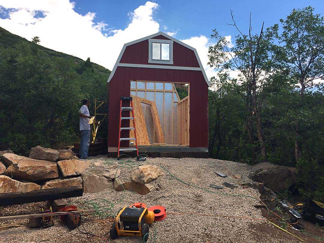 Exterior of the Premier Pro Tall Barn Play Room Construction Photo