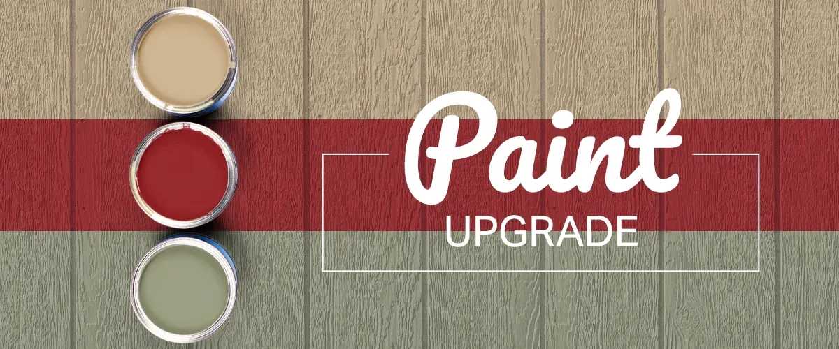 A graphic with three different paint buckets with words over the picture reading paint upgrade