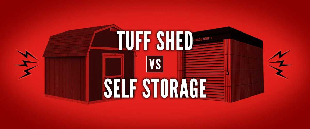 A graphic between a tuff shed and a self storage shed