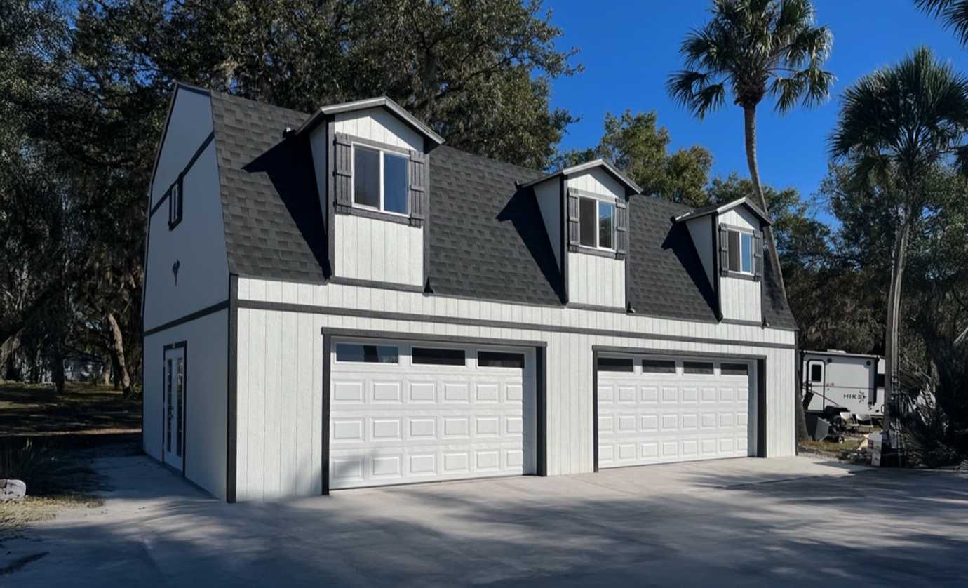 A premier barn garage for car storage.