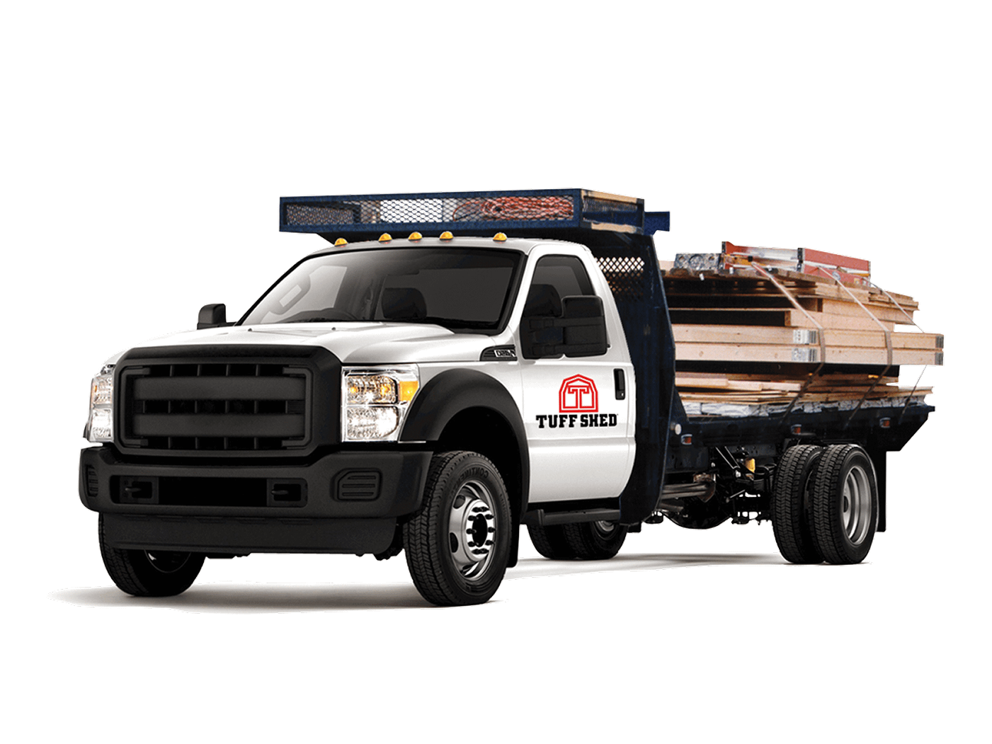 a truck delivering shed parts