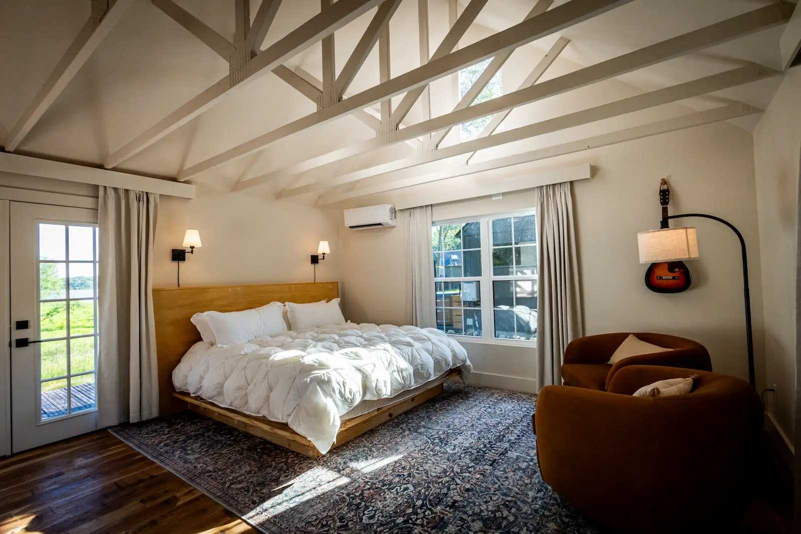 Richard Casteel Interior of Premier Tall Ranch converted into a cabin bedroom