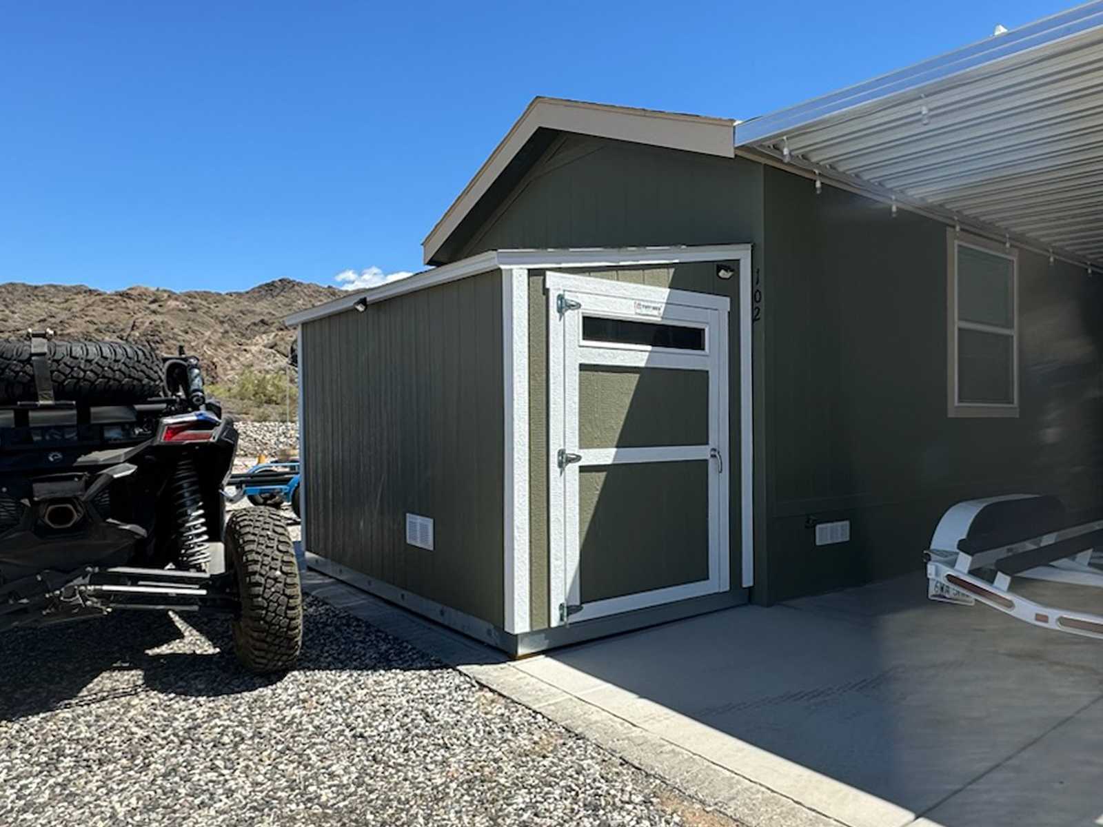 Premier lean-to used for home storage.