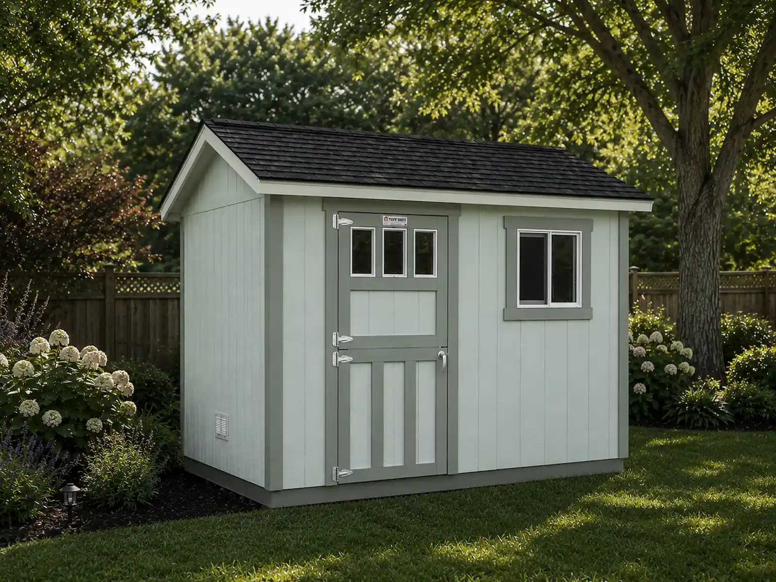 Premier PRO Ranch Tuff Shed in Julep Green in a backyard