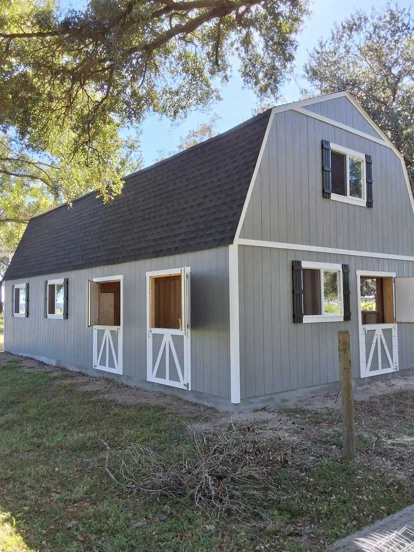 Gray Premier Barn Garage for highland cows