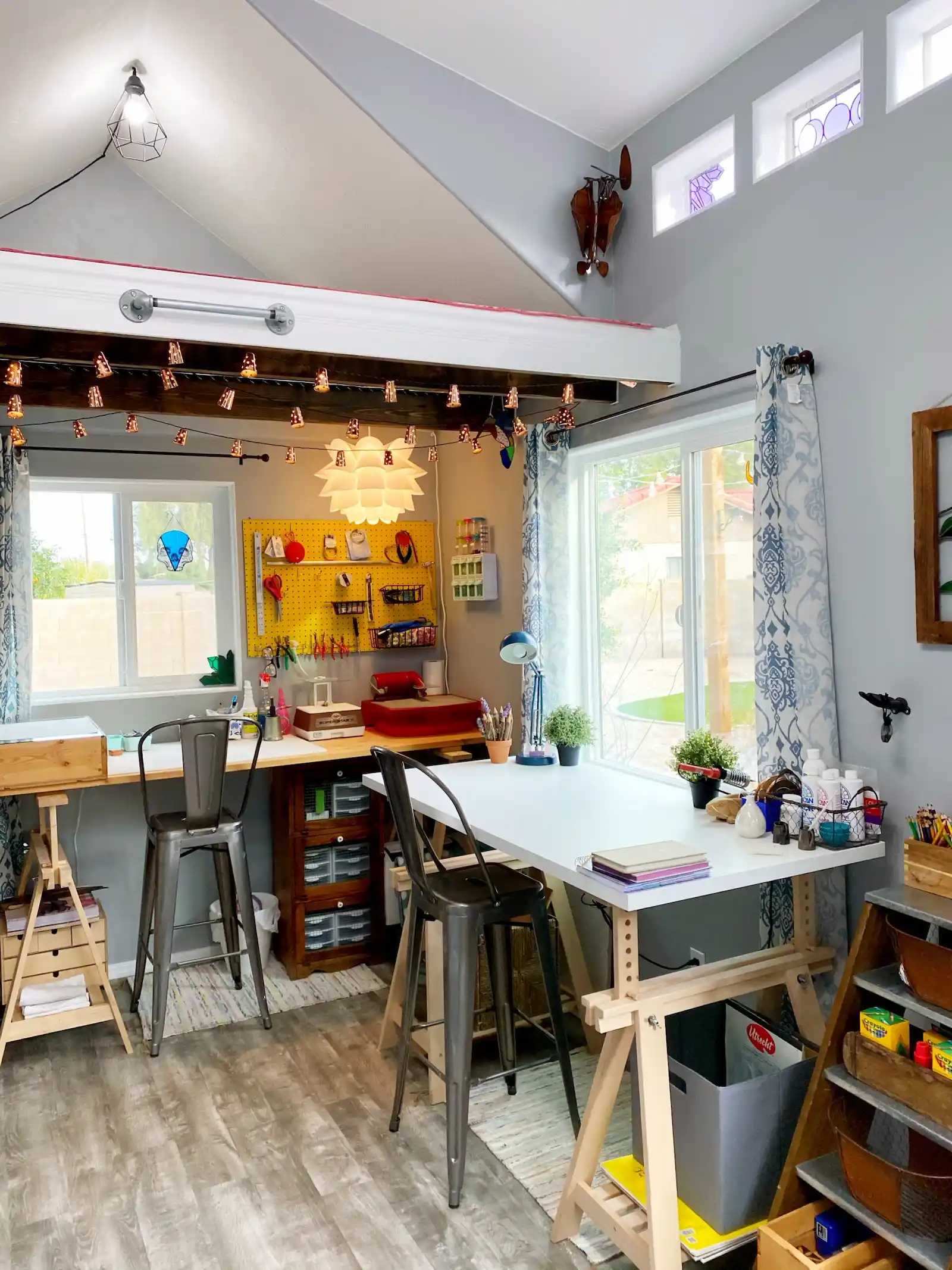 Interior of Emily's Premier PRO Tall Ranch craft shed