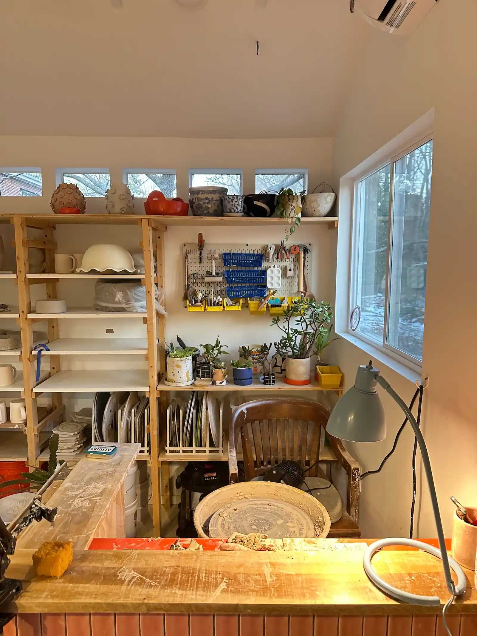 Interior of Premier PRO Tall Ranch ceramics studio potters wheel