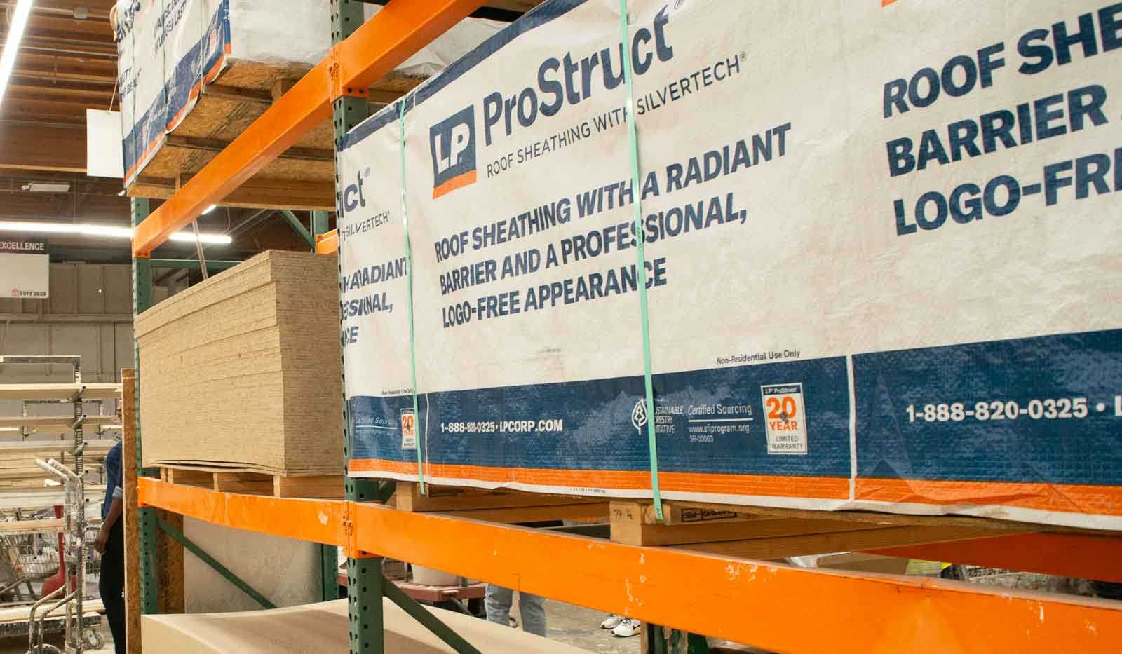 LP Roof Sheathing on a storage rack
