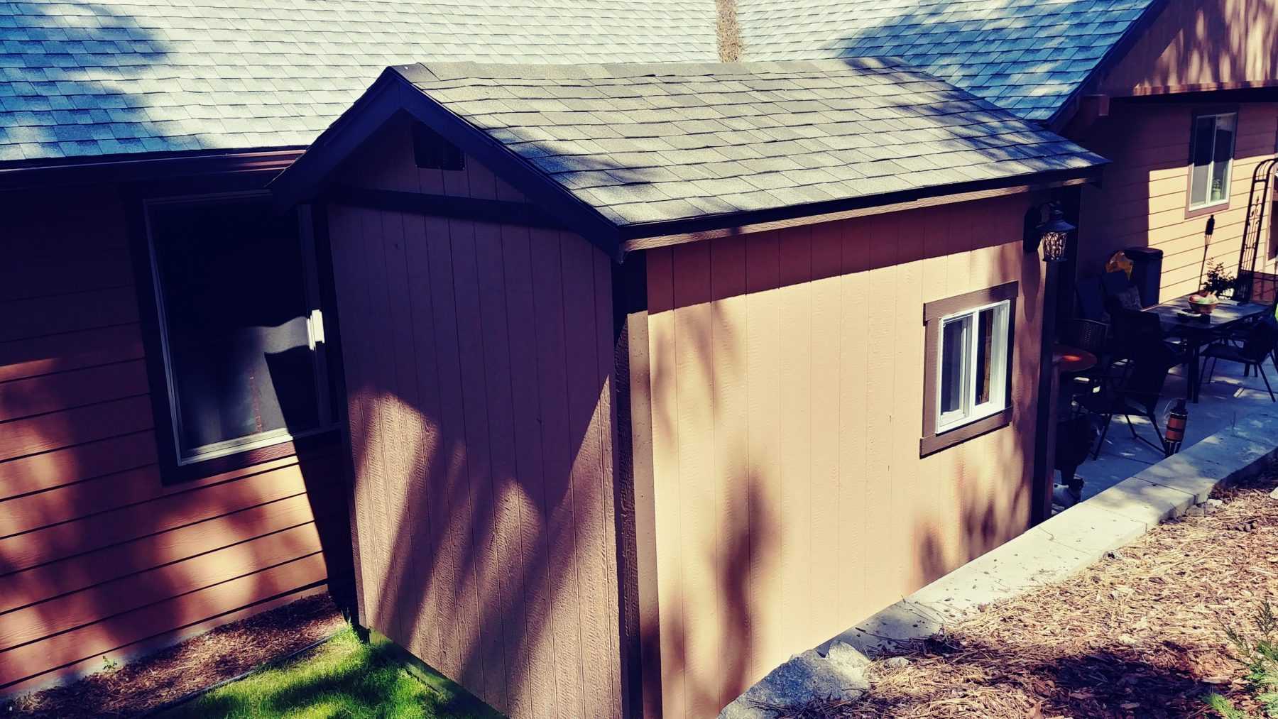 Exterior of the Premier PRO Tall Ranch Tiki Bar Shed Back View