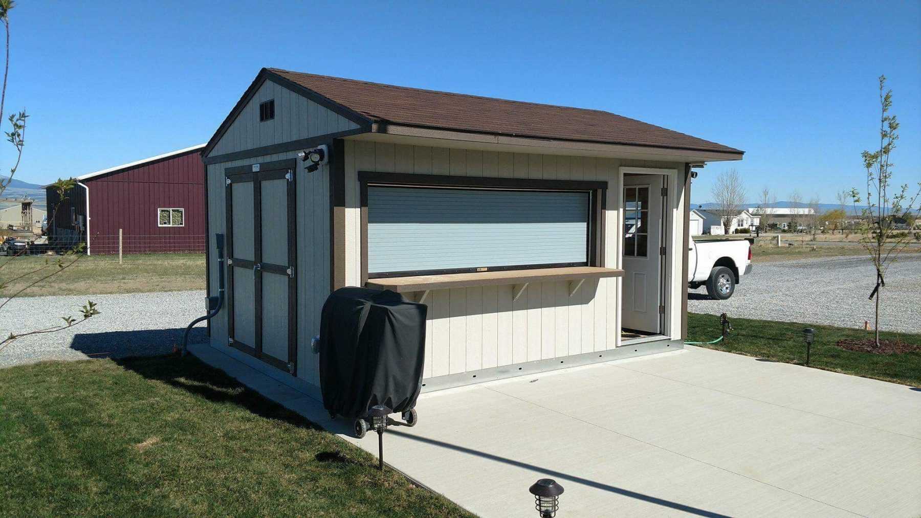 Exterior of the Premier Tall Ranch Bar Shed Front View 01