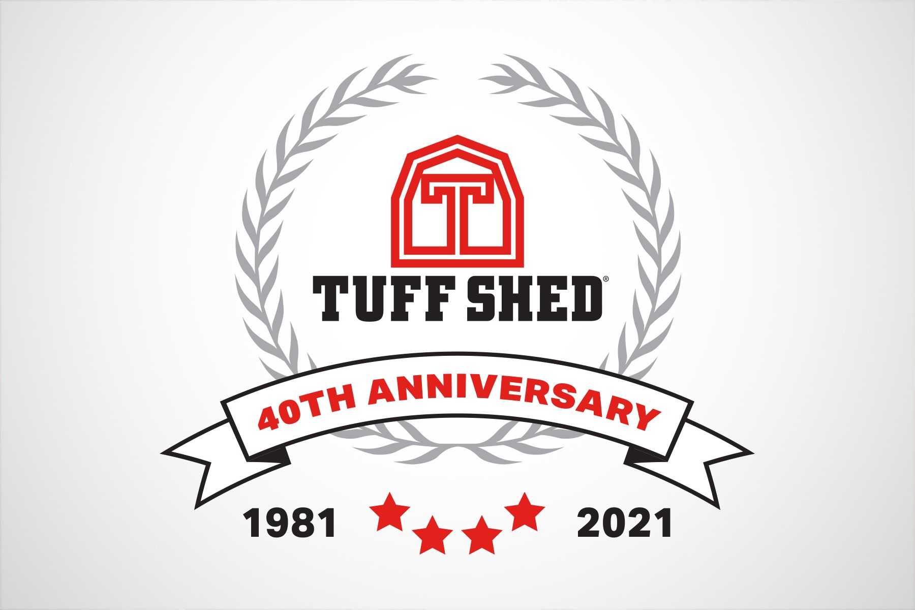 A graphic for Tuff Shed 40th anniversary 1981 2021