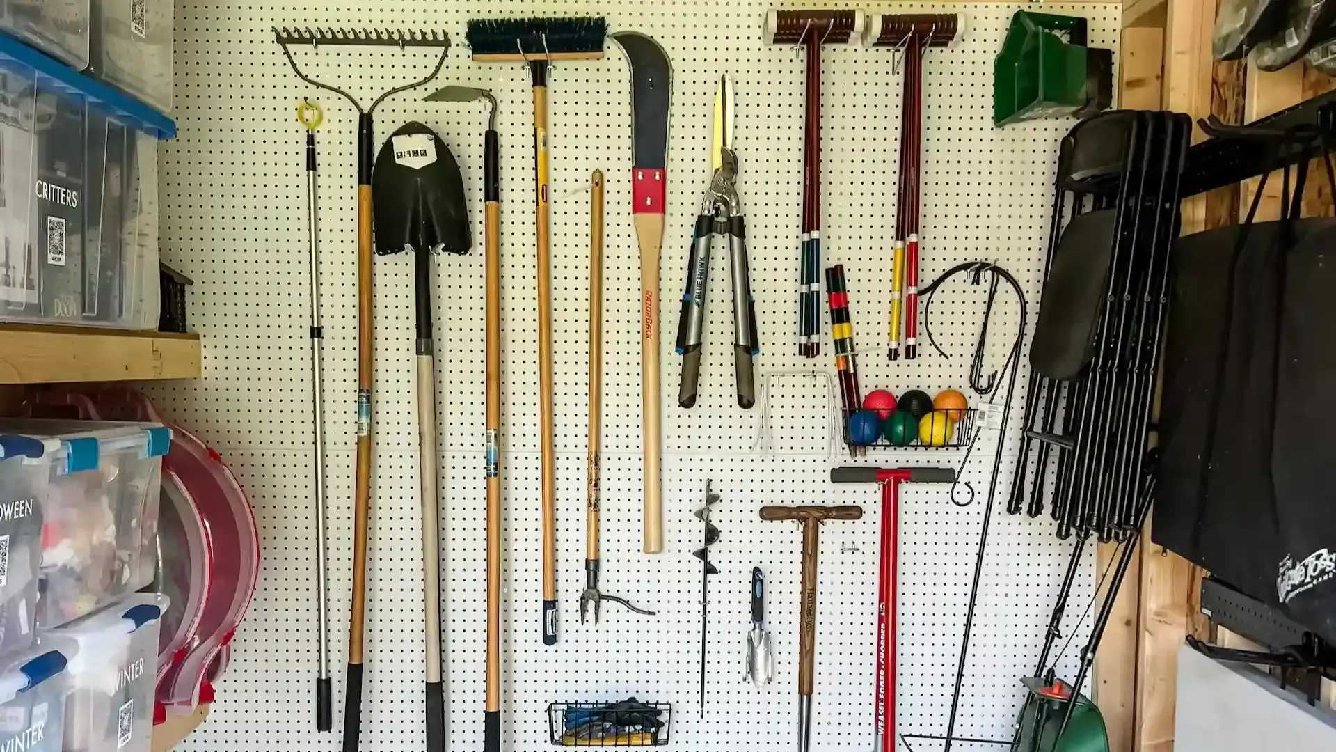 Interior of Premier PRO Tall Ranch with organized pegboard wall