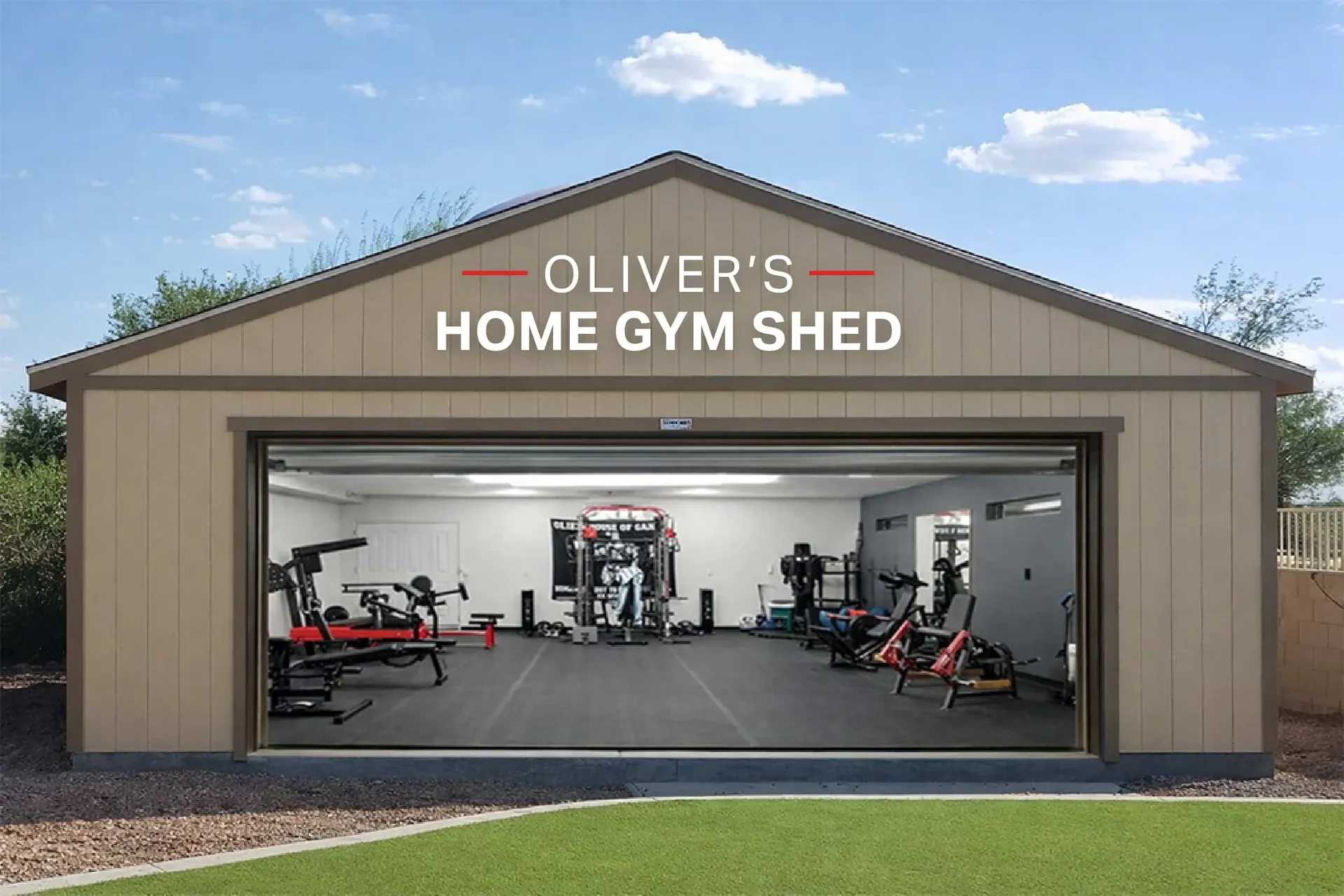Oliver's home gym in a premier ranch garage