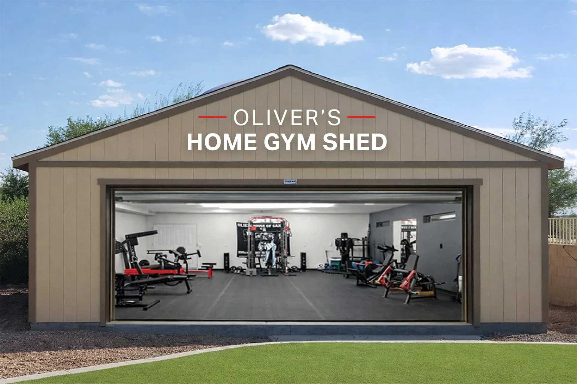 Oliver's home gym in a premier ranch garage