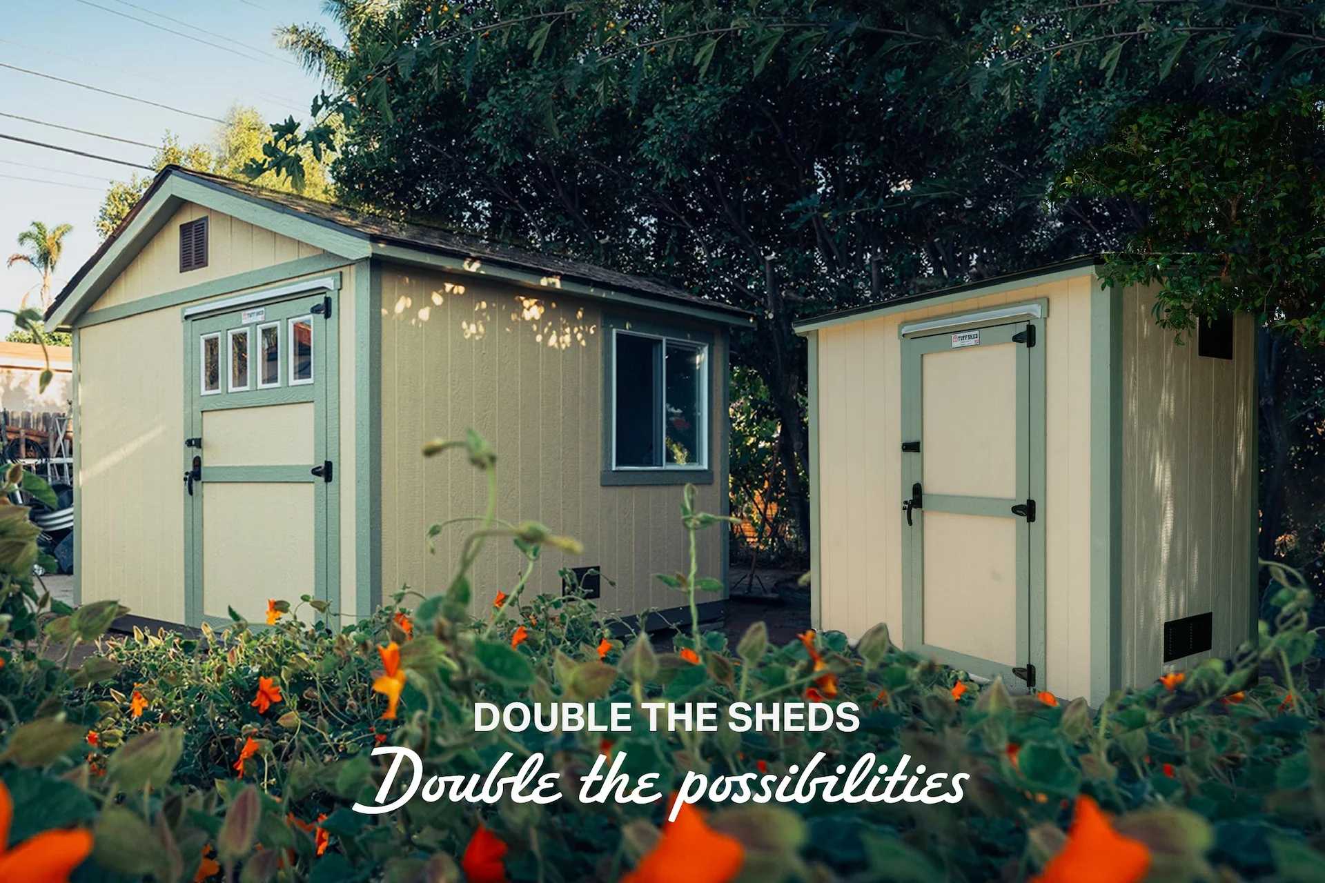 Premier Pro Ranch and Lean-To buildings in a garden