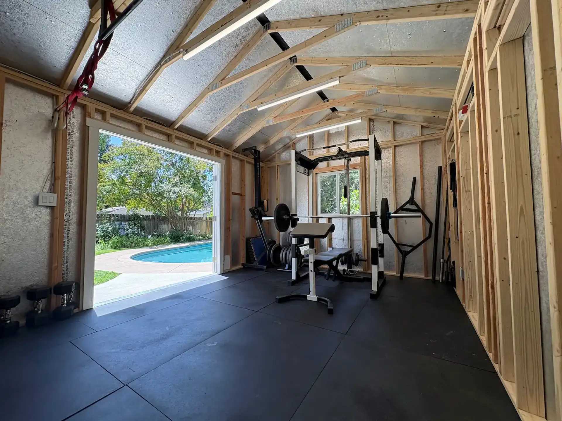 Interior of Premier PRO Tall Ranch transformed into a home gym