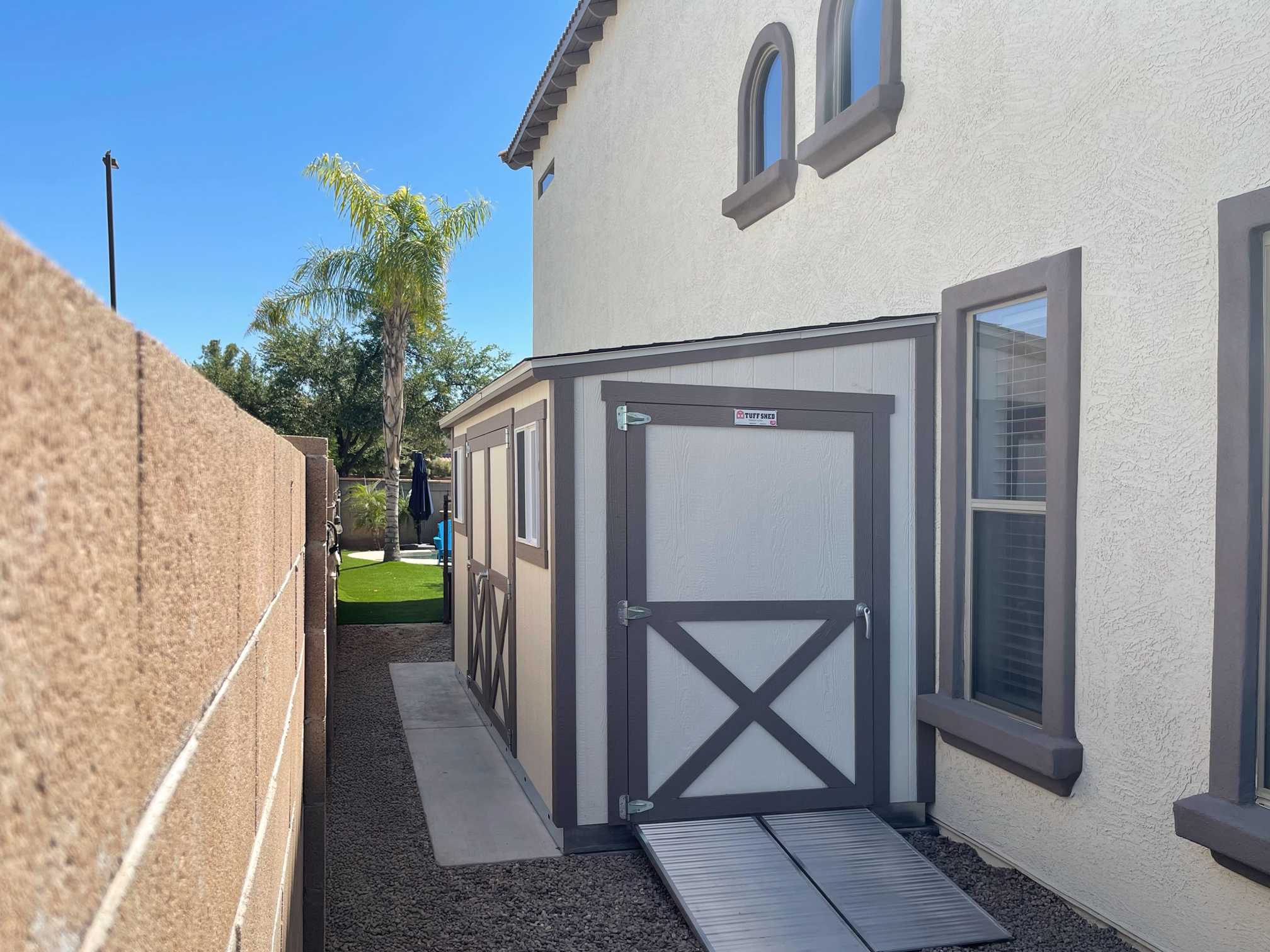 A premier lean-to that is used for storage.