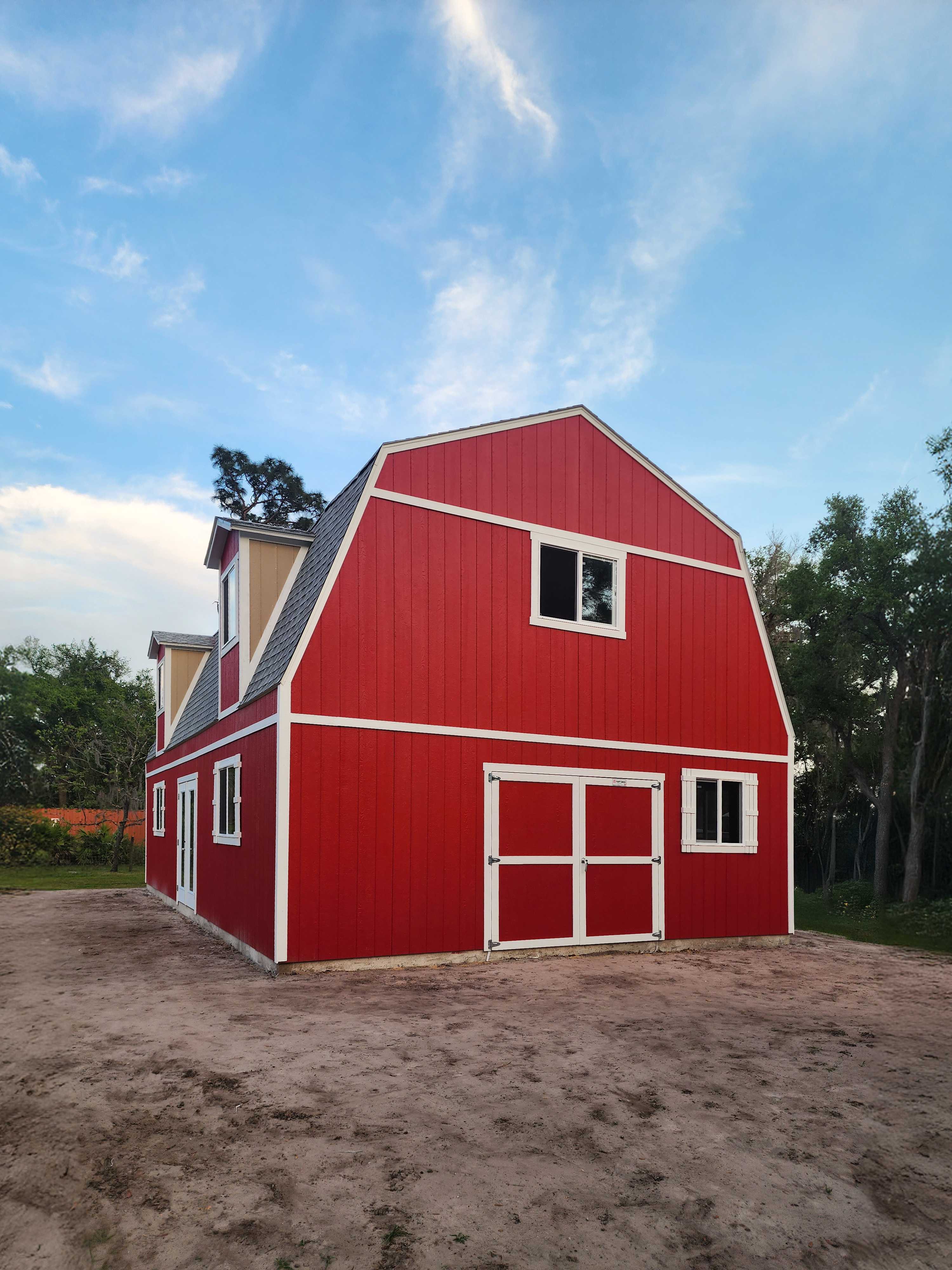 A premier barn garage for car storage.