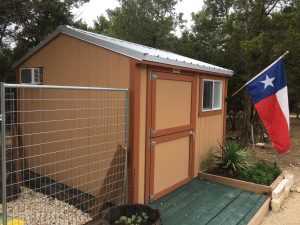 Exterior of the Premier Ranch Dog Shed Front View