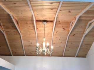 Interior of the Premier Pro Tall Ranch She Shed Chandelier