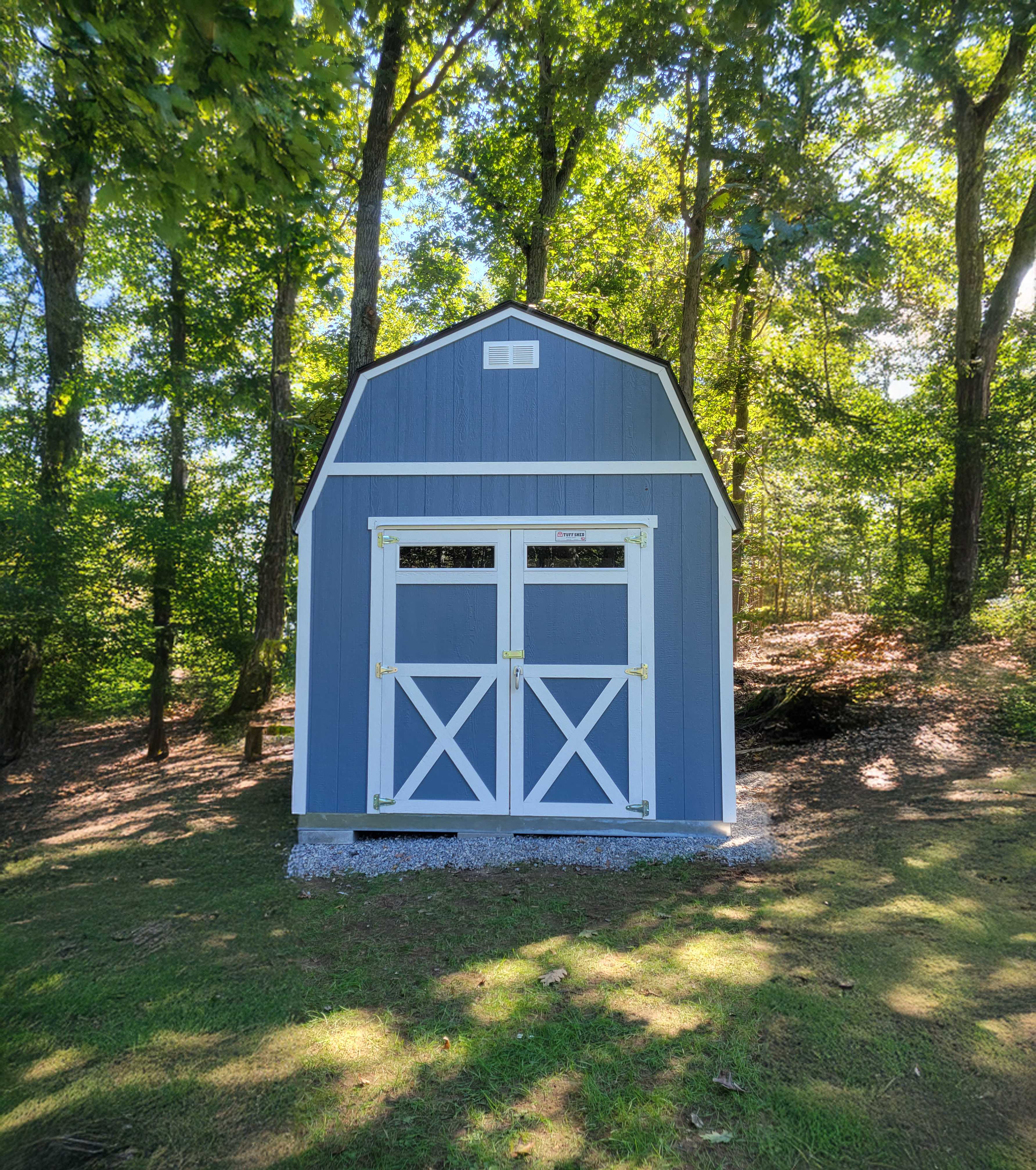 A premier tall barn for backyard storage.