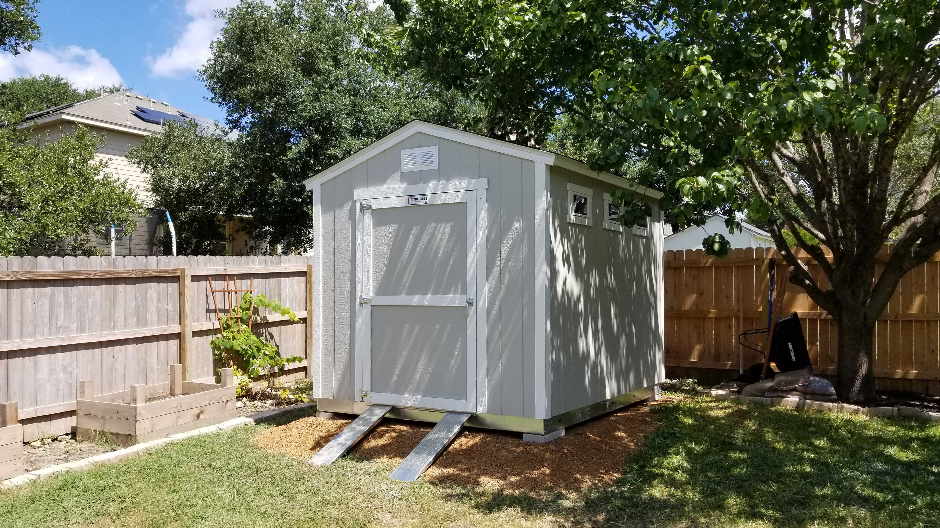 A premier ranch meant to store gardening and backyard tools.