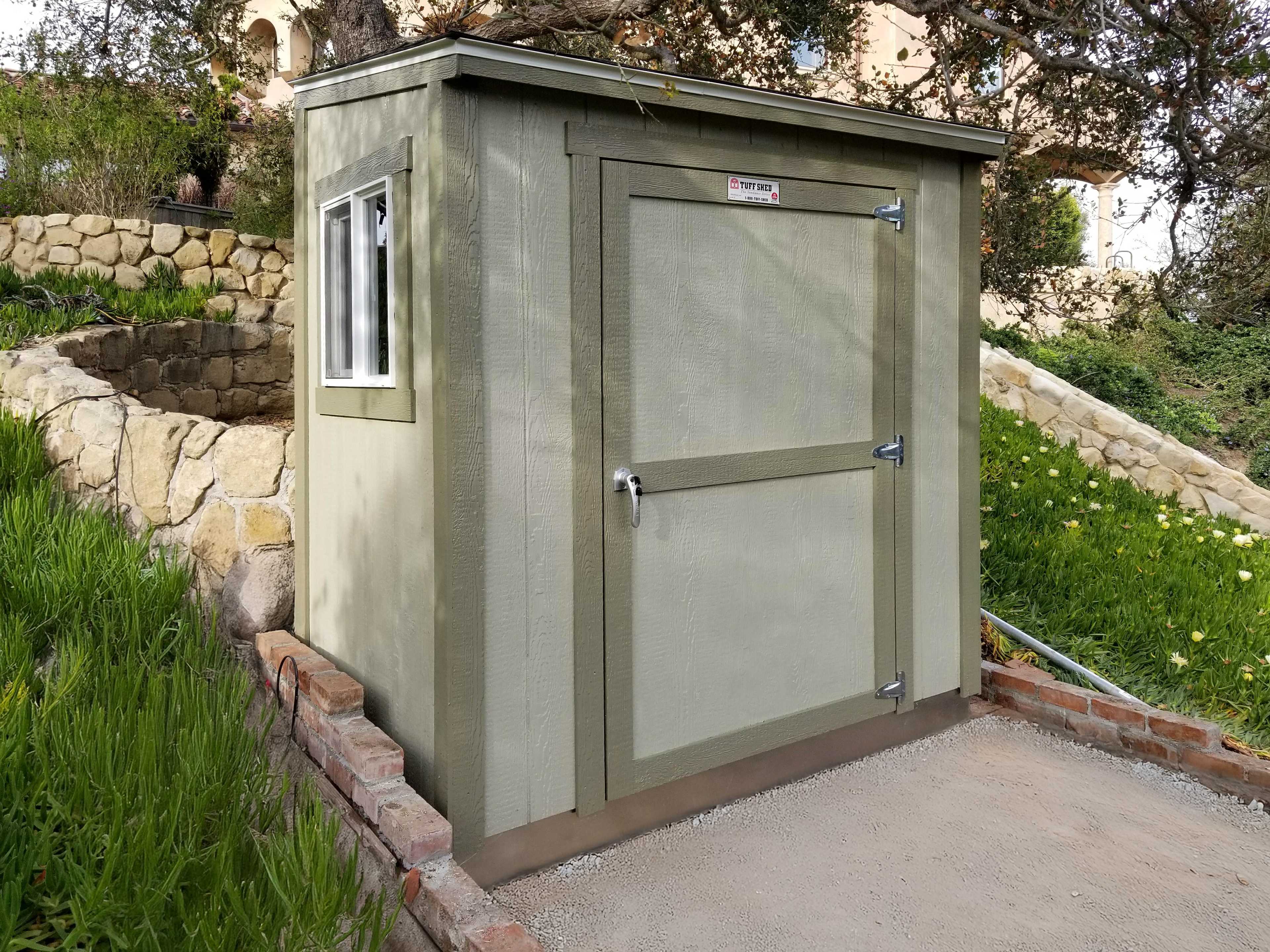 A premier lean-to that is used for storage.