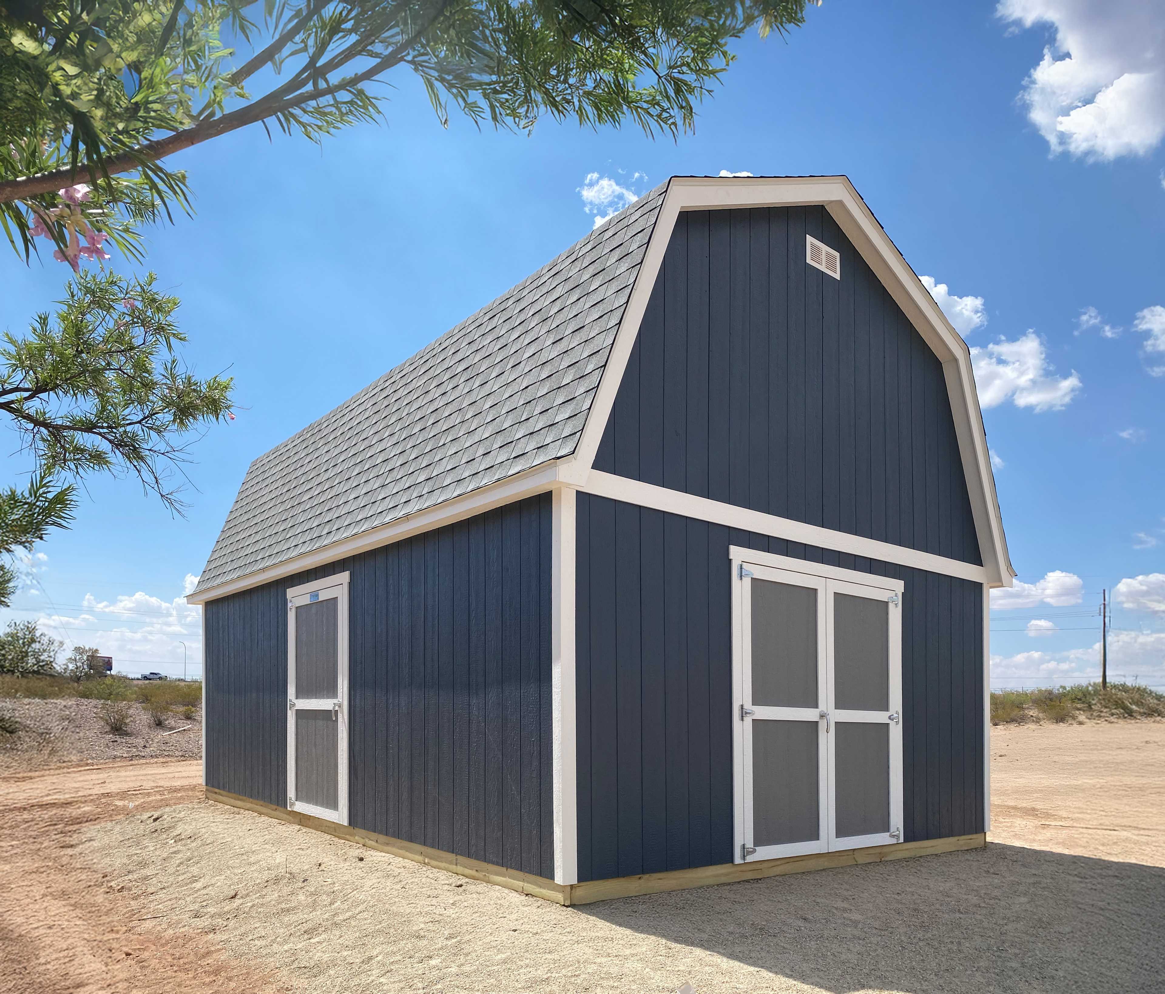 Premier pro tall barn in the country used for extra storage.