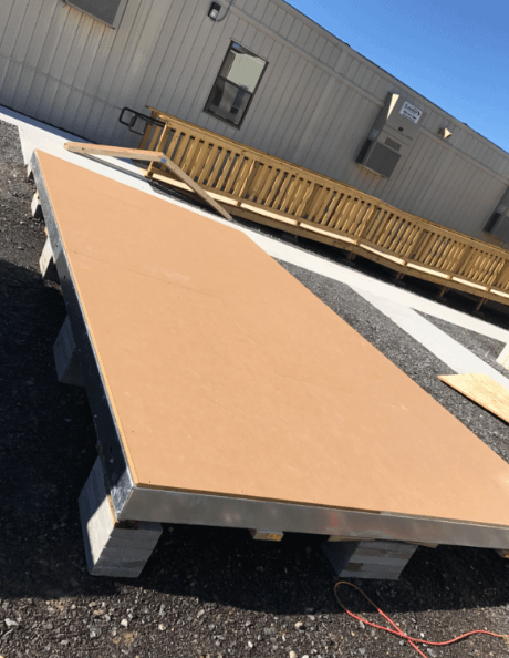 Exterior of South Side Elementary Shed Prize being built floor only