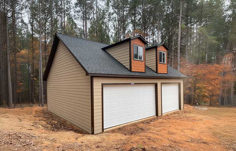 A premier ranch garage for car storage.