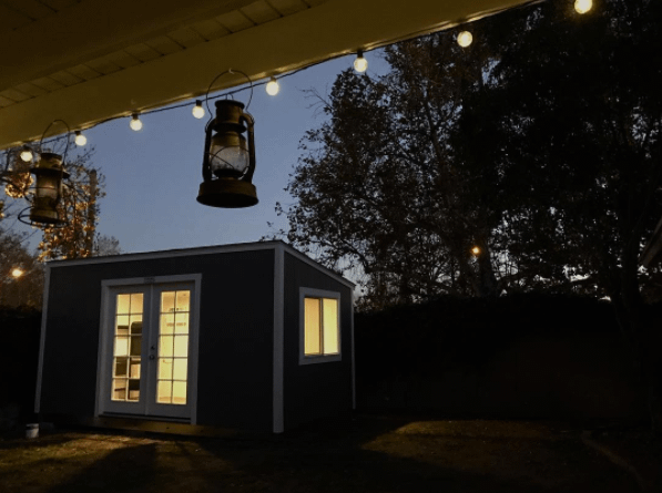 Exterior of the Premier Lean To Office Shed Finished