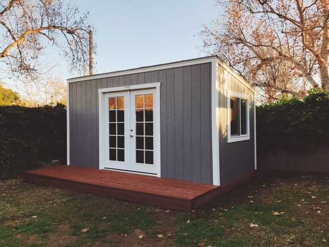Exterior of the Premier Lean To Office Shed Front View