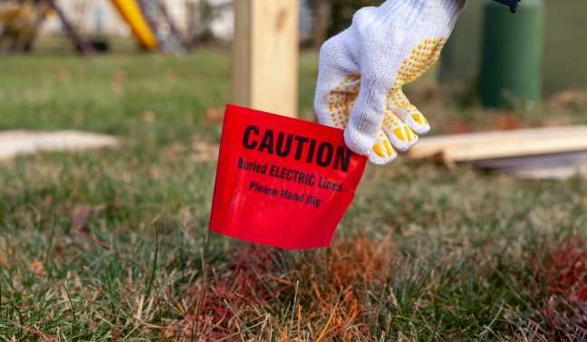 Utility flag in yard
