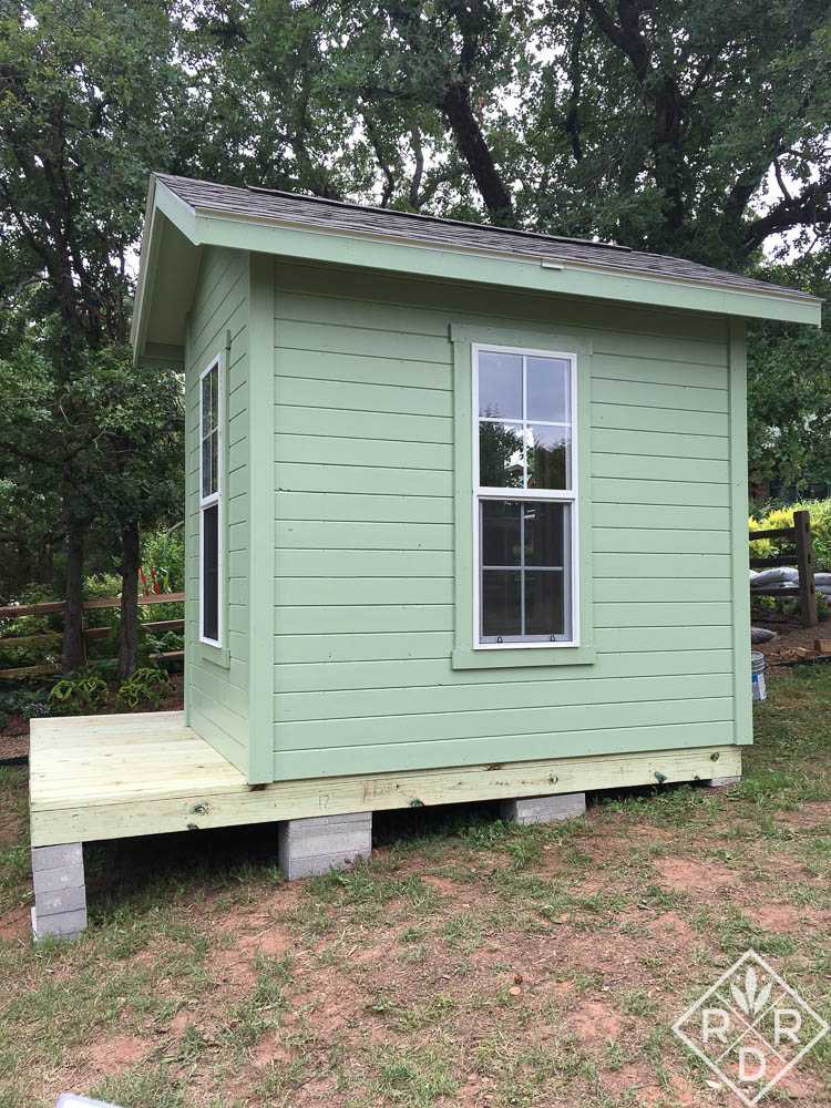 Exterior of the Premier Pro Tall Ranch Gardening Shed Under Construction 01