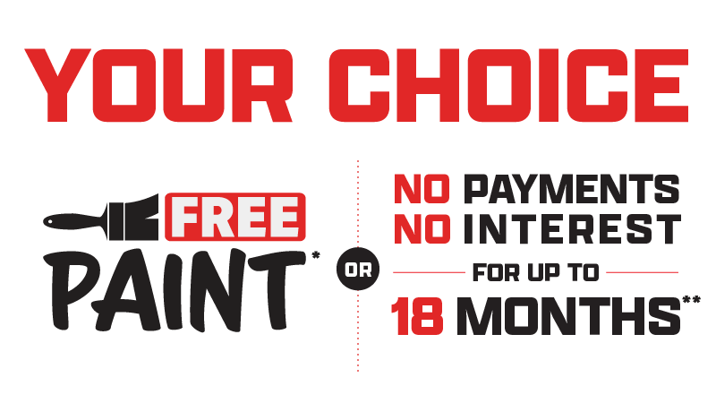 July 2026 Promo free paint or 18 months financing