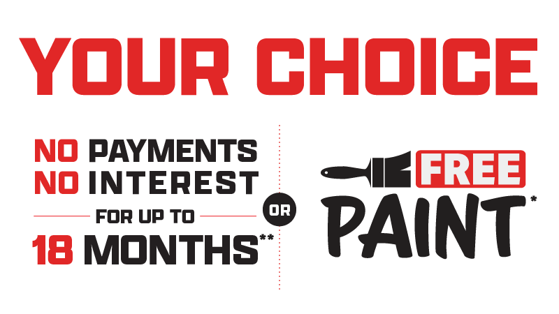 July 2026 Promo 18 months financing or free paint