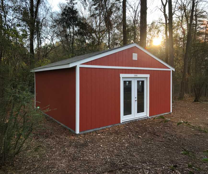 A premier ranch garage for car storage.