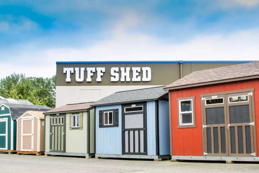 Tuff Shed factory with colorful building display assortment