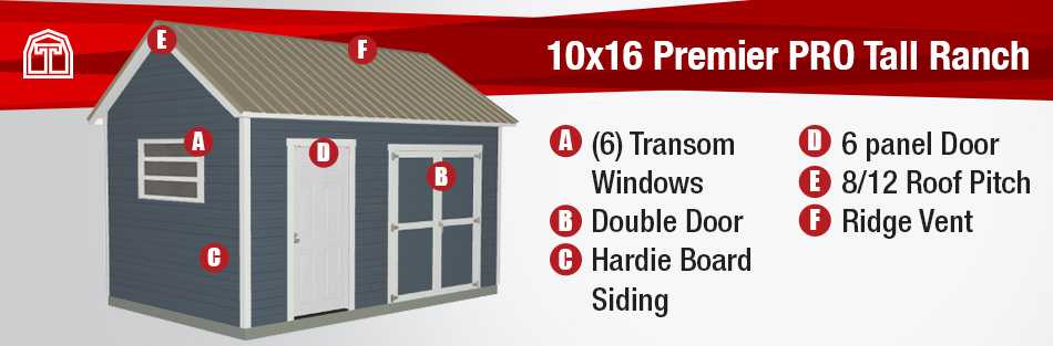 10x16 Premier Pro Tall Ranch Building Details