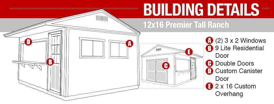 12x16 Premier Tall Ranch Building Details