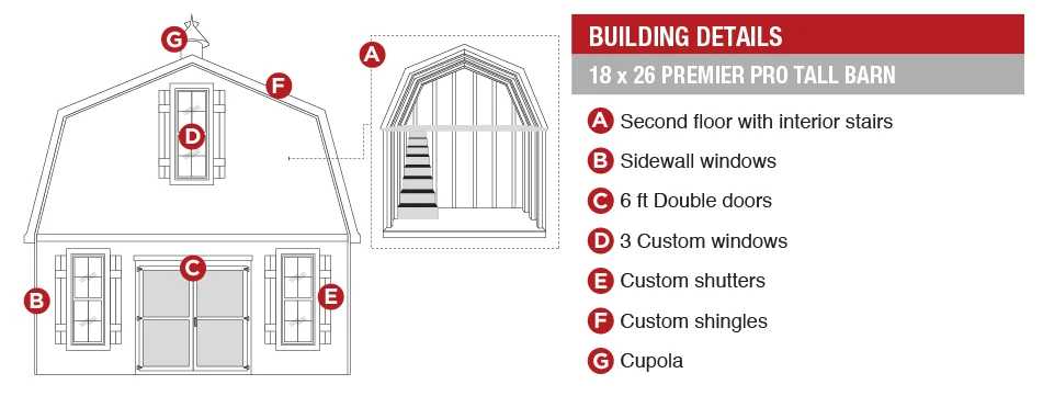 18x26 Premier Pro Tall Barn Building Details